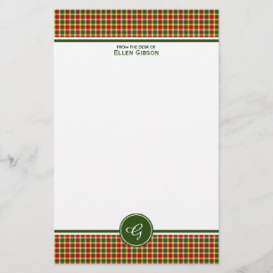 Papelaria Monograma vermelho e amarelo do Tartan do clã de