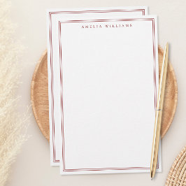 Papelaria Monograma Vermelho Minimalista com Duas Bordas