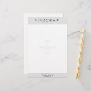 Papelaria Monogramas Cinza moderna e elegante negócio