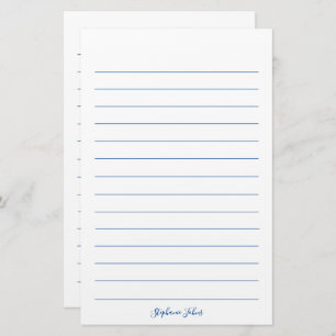 Papelaria Monogramas Nome personalizado Linhas azuis Elegant