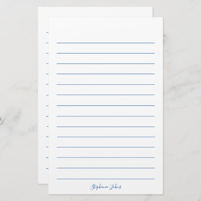 Papelaria Monogramas Nome personalizado Linhas azuis Elegant (Frente/Verso)
