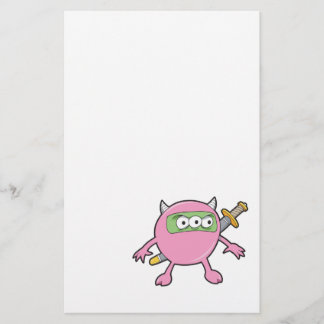 Papelaria monstro ninja rosa