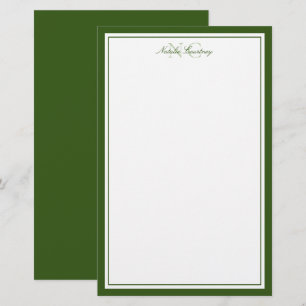 Papelaria Moss Verde Dois Monograma Borda Grossa e Fina