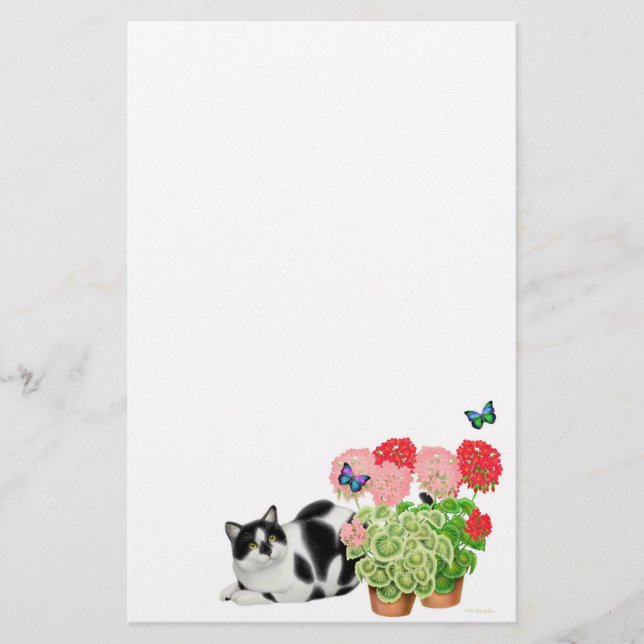 Papelaria Moxie Cat & Butterflies Stationery (Frente)
