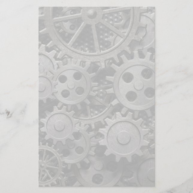 Papelaria Muitas engrenagens do metal ou peças oxidadas (Frente)