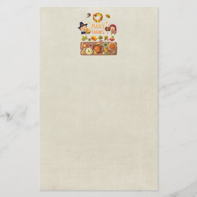 Papelaria Muitos Obrigados Peregrinos E Banquete De Ação De  (Frente)