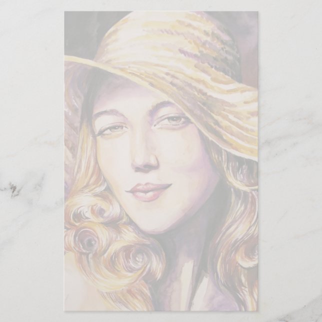 Papelaria Mulher com chapéu (Frente)