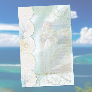 Papelaria Mulher em Rock no Ocean Faux Lace Lined