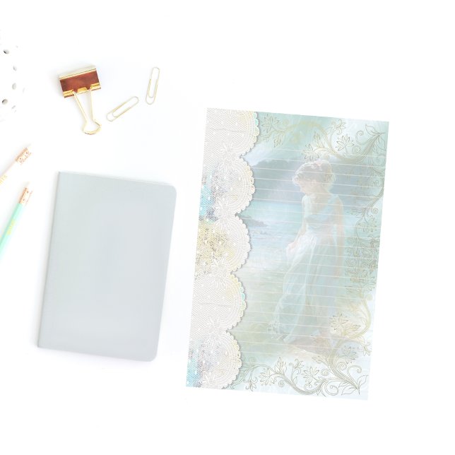 Papelaria Mulher no lago Faux Lace Lined (Criador carregado)