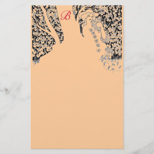 Papelaria MULHER ROMÂNTICA,ROSAS,Monograma Laranja Negro NAT