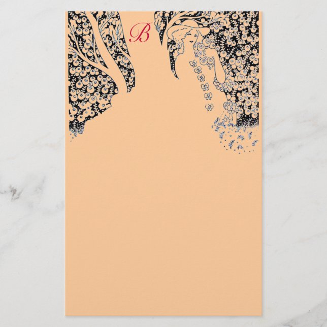 Papelaria MULHER ROMÂNTICA,ROSAS,Monograma Laranja Negro NAT (Frente)