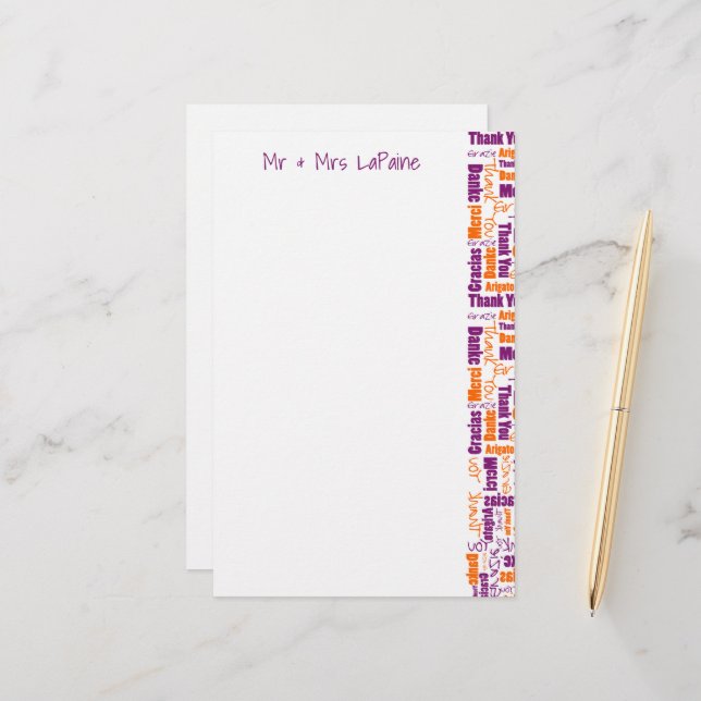 Papelaria Multilingual Obrigado Typografia Collage Casamento (Frente/Verso In Situ)