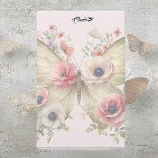 Papelaria Muted Floral Butterfly