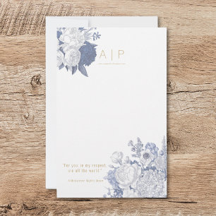 Papelaria Na moda de Elegante moderno azul floral