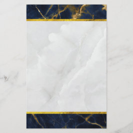 Papelaria Na moda marinho Azul e Dourado Marble Moderno