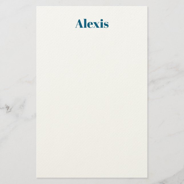 Papelaria Name Calligraphy Script Plain Simple White Blue (Frente)