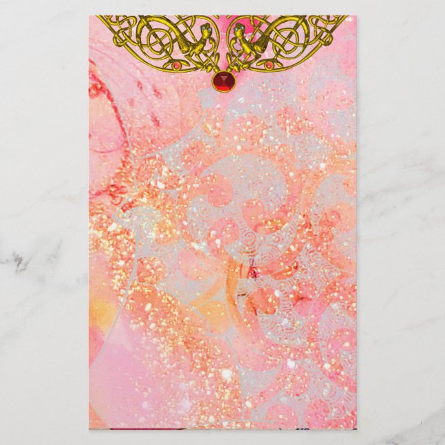 Papelaria NAMORADOS HYPER/DOURADO CELTIC HEART Ruby Rosa (Frente)