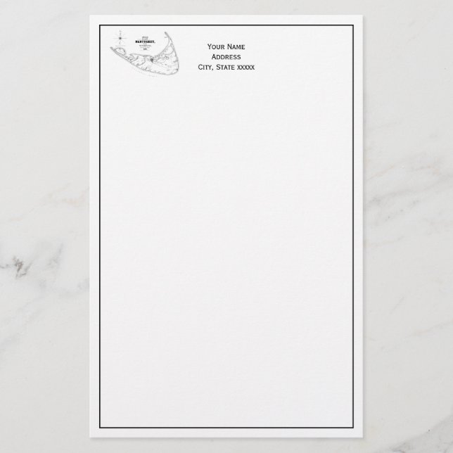 Papelaria Nantucket Island MÃE Vintage Map Black (Frente)