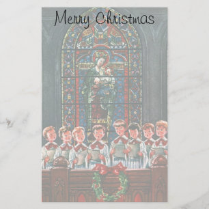 Papelaria Natais vintages Crianças Cantando Coro na Igreja