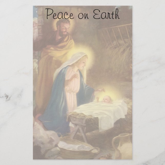 Papelaria Natais vintages Natividade, Mary Joseph Baby Jesus (Frente)