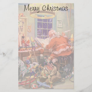 Papelaria Natais vintages, Papai Noel com o Workshop Elves