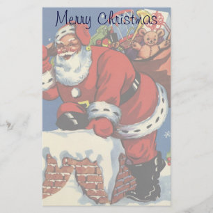 Papelaria Natal Antigo, Papai Noel Descendo a Chaminé com Br