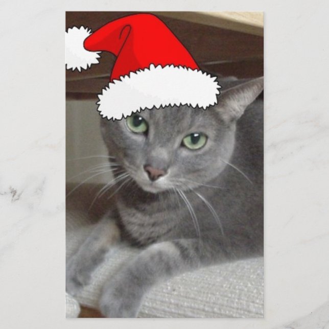 Papelaria Natal de Gato Azul Russo (Frente)