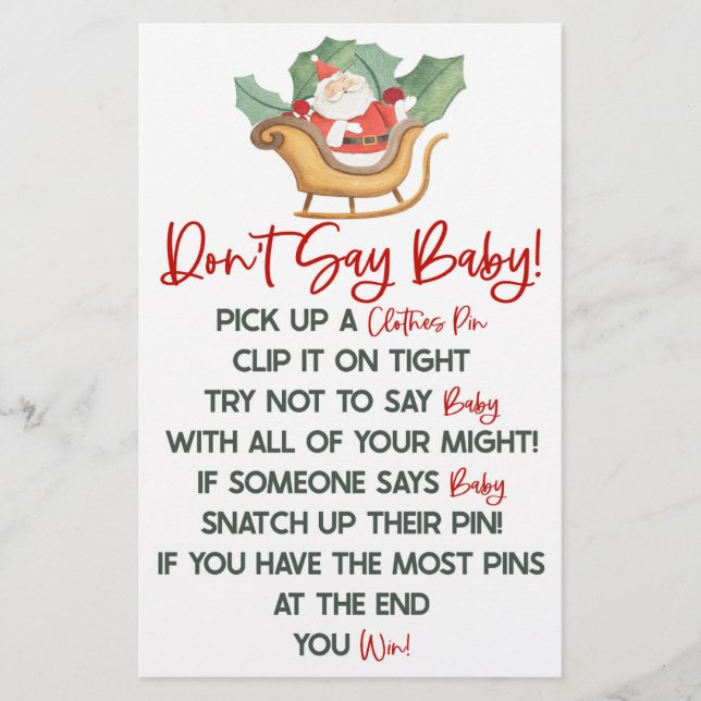 Papelaria Natal do Papai Noel Não Diga Jogo de Chá de fralda (Frente)