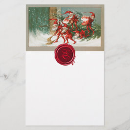 Papelaria NATAL ELVES COM NEVE MOLHADA Monograma de focas de