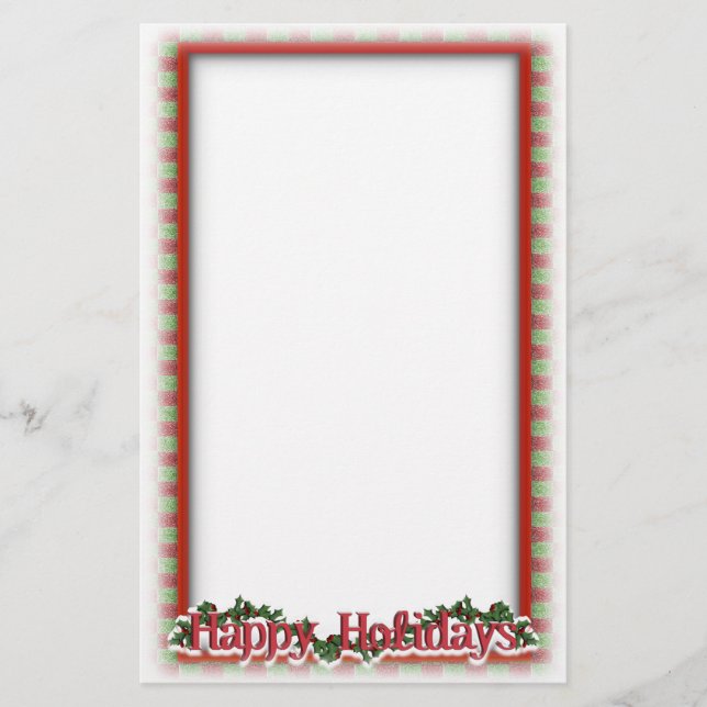 Papelaria Natal Holly Wreath Holiday Escrevendo (Frente)