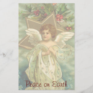Papelaria Natal vintage, anjo do Victorian com estrelas