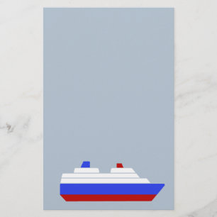 Papelaria navio de mar vermelho e azul