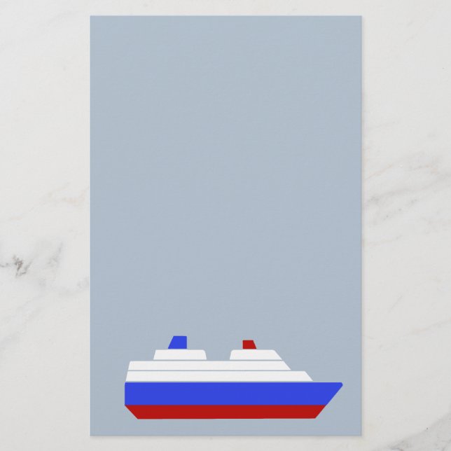 Papelaria navio de mar vermelho e azul (Frente)