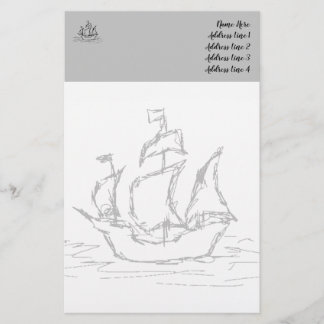 Papelaria Navio Pirata, Estilo De Esboço. Parecido Náutico
