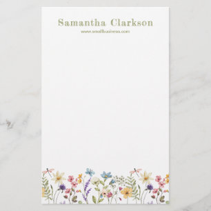 Papelaria Negócios Botânicos de Flores Silvestres Elegantes