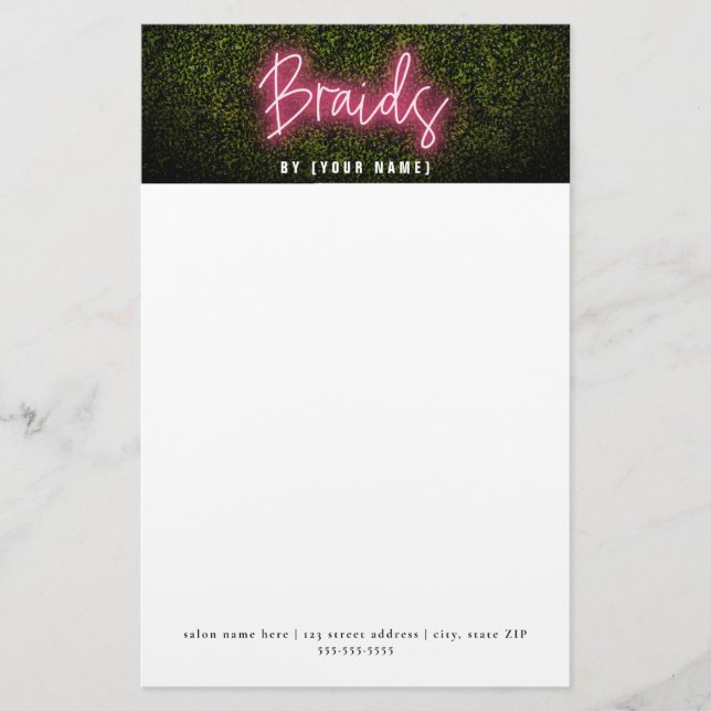 Papelaria Neon Boxwood Salon Professional Braços (Frente)