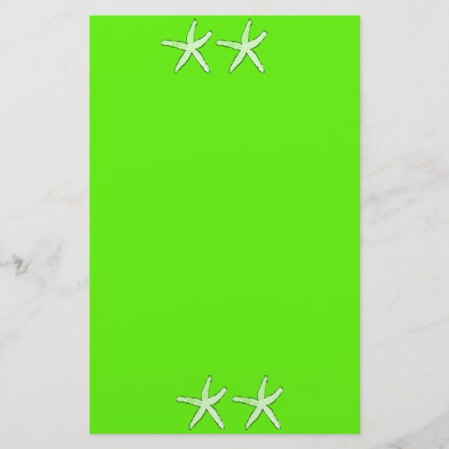 Papelaria Neon Green Background Starfish Seastars Beach 2020 (Frente)