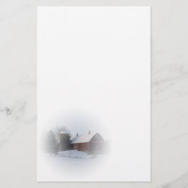 Papelaria Neve coberta de Red Winter Country Barn