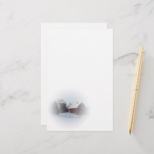 Papelaria Neve coberta de Red Winter Country Barn