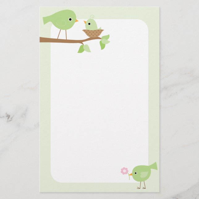 Papelaria Ninho de Pássaro do Bebê (rosa) (Frente)