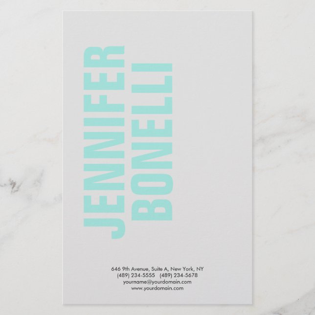 Papelaria Nome azul moderno e minimalista profissional (Frente)