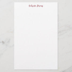 Papelaria Nome de Caligrafia em Rosa Dourado Elegante Branco