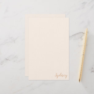 Papelaria Nome de Caligrafia Minimalista Personalizada Bege 