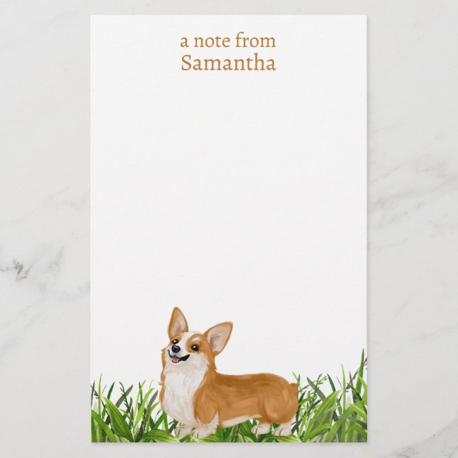 Papelaria Nome do Monograma de Cães de Pembroke Corgi (Frente)