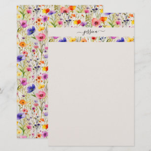 Papelaria Nome do script de flores silvestres legantes
