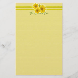 Papelaria Nome Personalizado Borda do Cabeçalho Amarelo de
