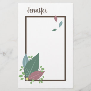 Papelaria Nome personalizado em moldura boho de pena
