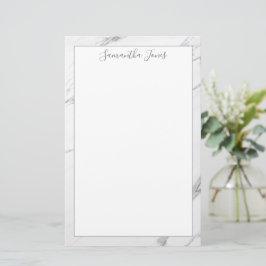 Papelaria Nome Personalizado Mínimo do Mármaco Branco Modern