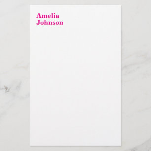 Papelaria Nome Rosa Moderno Minimalista Profissional