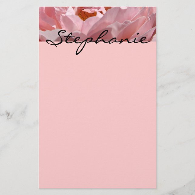 Papelaria Nome Seu Rosa Flor personalizada (Frente)